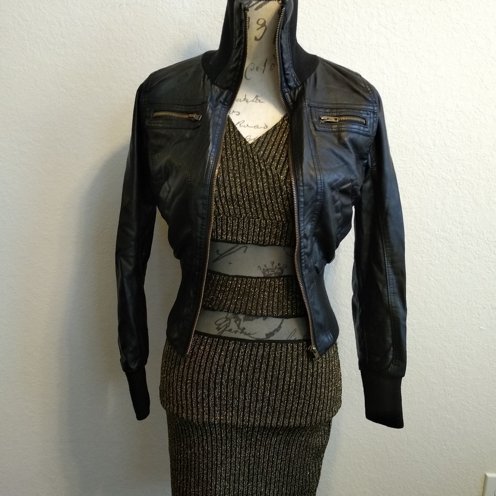 leather jacket with high collar